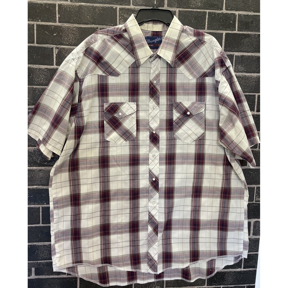 Vintage Wrangler Western Shirt Mens XXL Plaid Pearl Snap XLong Tail Workwear